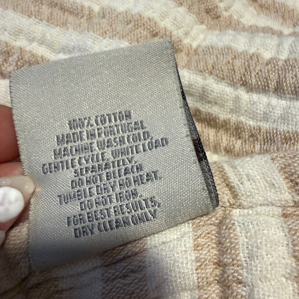 Texteis Penedo Cotton Tan Cream Striped Throw Blanket - Picture 5 of 5